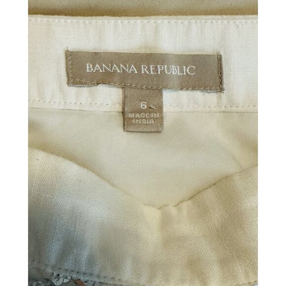 Banana Republic Sequin Linen White Mini Skirt Y2K Geo Pattern Size 6 - Picture 4 of 7
